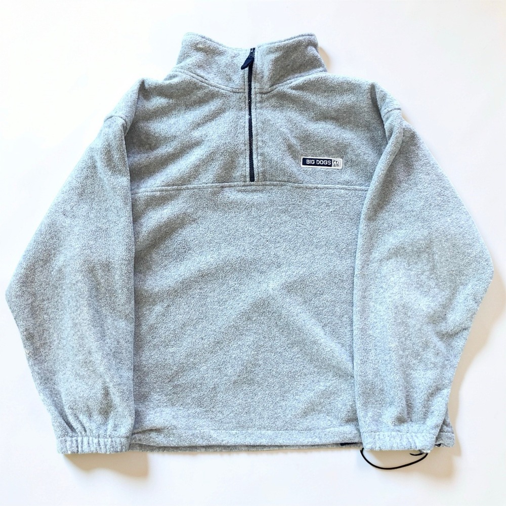 Big Dogs Polar Dogs Fleece Pullover Mens 1X Fits XL Gray Quarter Zip Sweatshirt